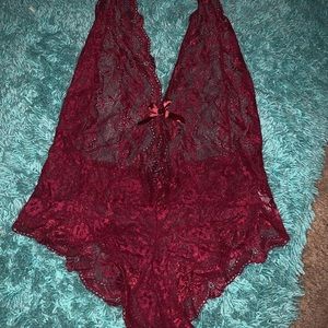 Red one piece lingerie